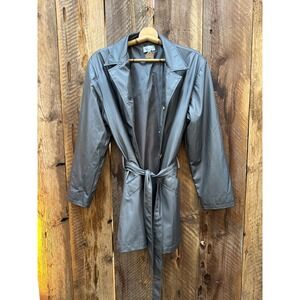 Fille à Suivre Gray Faux Leather Trench Coat M Minimalist Y2K Parisian Chic